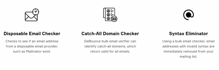 DeBounce Email Address Checking Features