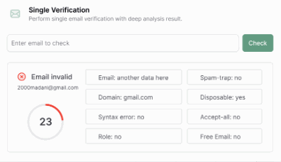 Bulkemailverifier.com SIngle Email Checking